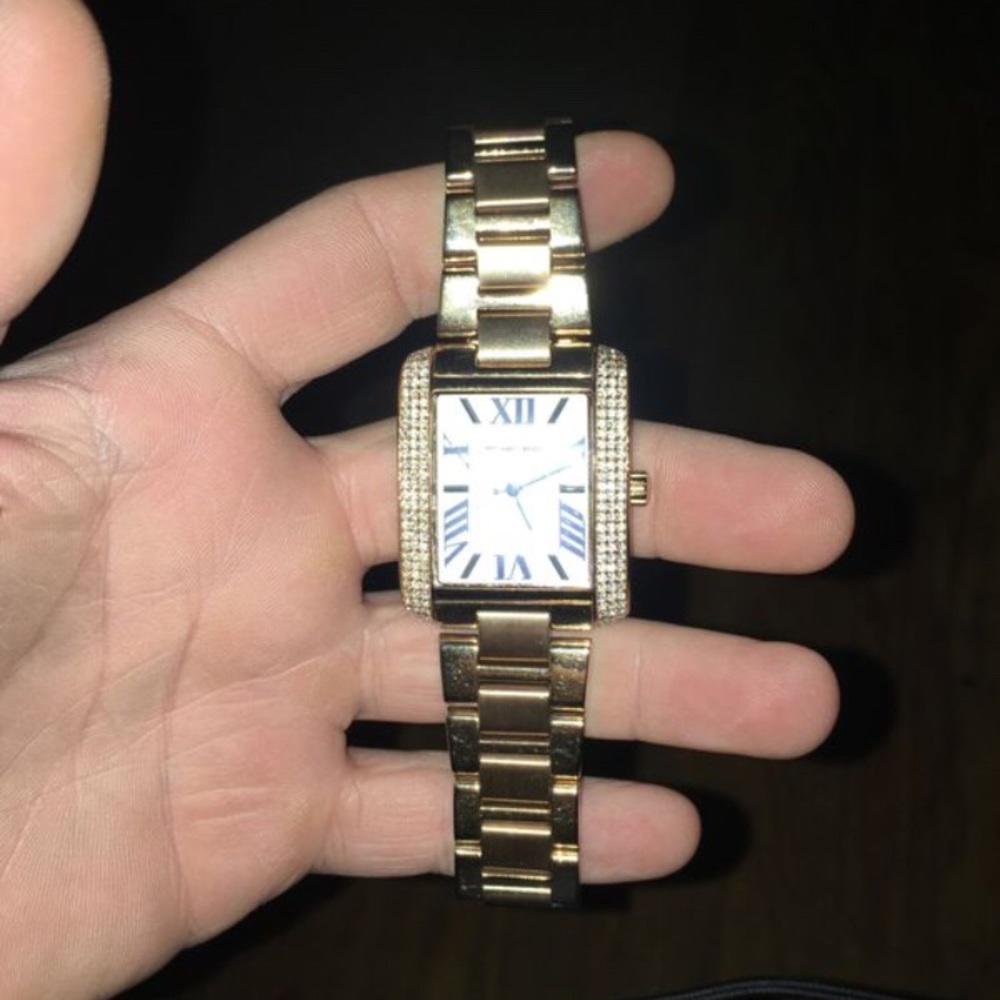 Rose gold emery white dial women’s watch MK-3255